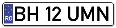 Placuta inmatriculare numar auto  BH-12-UMN, BH 12 UMN, BH12UMN