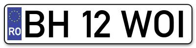 Placuta inmatriculare numar auto  BH-12-WOI, BH 12 WOI, BH12WOI