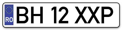 Placuta inmatriculare numar auto  BH-12-XXP, BH 12 XXP, BH12XXP