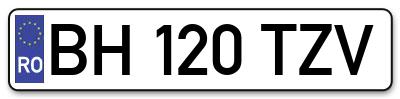 Placuta inmatriculare numar auto  BH-120-TZV, BH 120 TZV, BH120TZV
