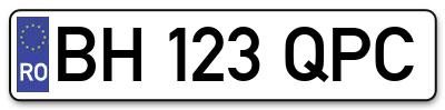 Placuta inmatriculare numar auto  BH-123-QPC, BH 123 QPC, BH123QPC