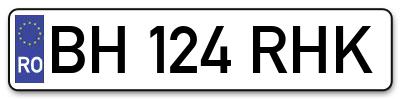 Placuta inmatriculare numar auto  BH-124-RHK, BH 124 RHK, BH124RHK