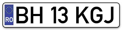 Placuta inmatriculare numar auto  BH-13-KGJ, BH 13 KGJ, BH13KGJ