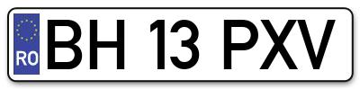 Placuta inmatriculare numar auto  BH-13-PXV, BH 13 PXV, BH13PXV