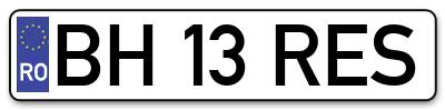 Placuta inmatriculare numar auto  BH-13-RES, BH 13 RES, BH13RES