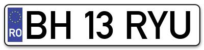 Placuta inmatriculare numar auto  BH-13-RYU, BH 13 RYU, BH13RYU