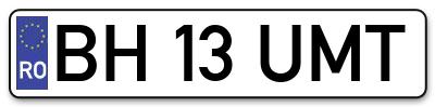 Placuta inmatriculare numar auto  BH-13-UMT, BH 13 UMT, BH13UMT