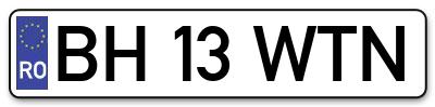 Placuta inmatriculare numar auto  BH-13-WTN, BH 13 WTN, BH13WTN