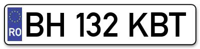 Placuta inmatriculare numar auto  BH-132-KBT, BH 132 KBT, BH132KBT