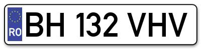 Placuta inmatriculare numar auto  BH-132-VHV, BH 132 VHV, BH132VHV