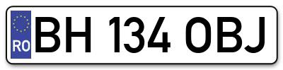 Placuta inmatriculare numar auto  BH-134-OBJ, BH 134 OBJ, BH134OBJ
