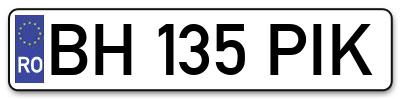 Placuta inmatriculare numar auto  BH-135-PIK, BH 135 PIK, BH135PIK