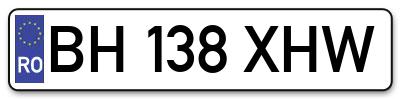 Placuta inmatriculare numar auto  BH-138-XHW, BH 138 XHW, BH138XHW