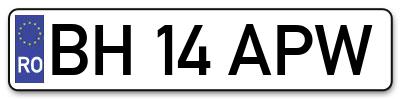 Placuta inmatriculare numar auto  BH-14-APW, BH 14 APW, BH14APW