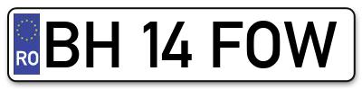 Placuta inmatriculare numar auto  BH-14-FOW, BH 14 FOW, BH14FOW