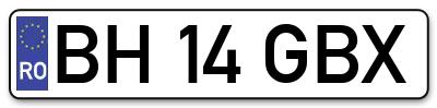 Placuta inmatriculare numar auto  BH-14-GBX, BH 14 GBX, BH14GBX