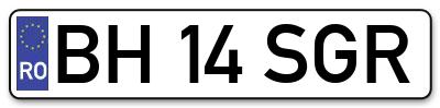 Placuta inmatriculare numar auto  BH-14-SGR, BH 14 SGR, BH14SGR