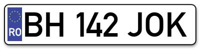 Placuta inmatriculare numar auto  BH-142-JOK, BH 142 JOK, BH142JOK
