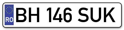 Placuta inmatriculare numar auto  BH-146-SUK, BH 146 SUK, BH146SUK