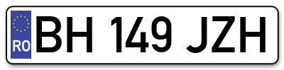 Placuta inmatriculare numar auto  BH-149-JZH, BH 149 JZH, BH149JZH