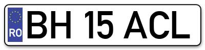 Placuta inmatriculare numar auto  BH-15-ACL, BH 15 ACL, BH15ACL