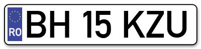 Placuta inmatriculare numar auto  BH-15-KZU, BH 15 KZU, BH15KZU