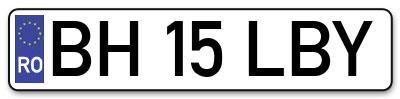 Placuta inmatriculare numar auto  BH-15-LBY, BH 15 LBY, BH15LBY