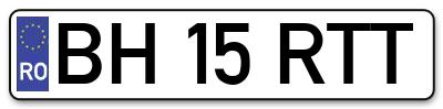 Placuta inmatriculare numar auto  BH-15-RTT, BH 15 RTT, BH15RTT