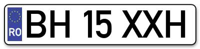 Placuta inmatriculare numar auto  BH-15-XXH, BH 15 XXH, BH15XXH
