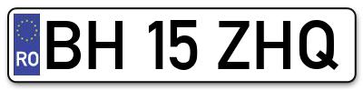 Placuta inmatriculare numar auto  BH-15-ZHQ, BH 15 ZHQ, BH15ZHQ