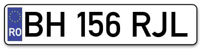 Placuta inmatriculare numar auto  BH-156-RJL, BH 156 RJL, BH156RJL