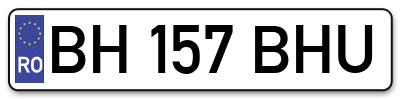 Placuta inmatriculare numar auto  BH-157-BHU, BH 157 BHU, BH157BHU