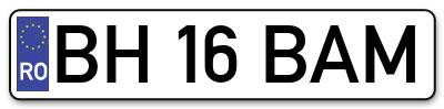 Placuta inmatriculare numar auto  BH-16-BAM, BH 16 BAM, BH16BAM