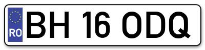 Placuta inmatriculare numar auto  BH-16-ODQ, BH 16 ODQ, BH16ODQ