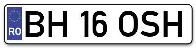 Placuta inmatriculare numar auto  BH-16-OSH, BH 16 OSH, BH16OSH