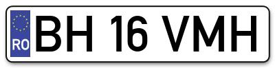 Placuta inmatriculare numar auto  BH-16-VMH, BH 16 VMH, BH16VMH