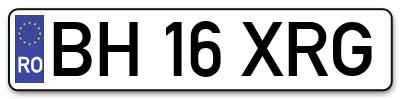 Placuta inmatriculare numar auto  BH-16-XRG, BH 16 XRG, BH16XRG