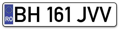 Placuta inmatriculare numar auto  BH-161-JVV, BH 161 JVV, BH161JVV