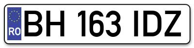 Placuta inmatriculare numar auto  BH-163-IDZ, BH 163 IDZ, BH163IDZ
