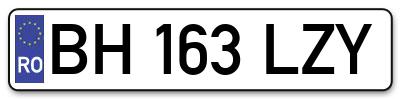Placuta inmatriculare numar auto  BH-163-LZY, BH 163 LZY, BH163LZY