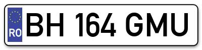 Placuta inmatriculare numar auto  BH-164-GMU, BH 164 GMU, BH164GMU