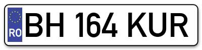 Placuta inmatriculare numar auto  BH-164-KUR, BH 164 KUR, BH164KUR