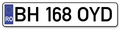 Placuta inmatriculare numar auto  BH-168-OYD, BH 168 OYD, BH168OYD