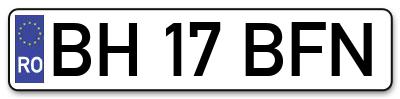 Placuta inmatriculare numar auto  BH-17-BFN, BH 17 BFN, BH17BFN
