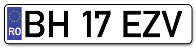 Placuta inmatriculare numar auto  BH-17-EZV, BH 17 EZV, BH17EZV