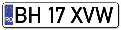 Placuta inmatriculare numar auto  BH-17-XVW, BH 17 XVW, BH17XVW