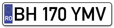Placuta inmatriculare numar auto  BH-170-YMV, BH 170 YMV, BH170YMV
