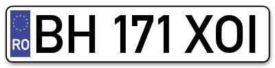 Placuta inmatriculare numar auto  BH-171-XOI, BH 171 XOI, BH171XOI
