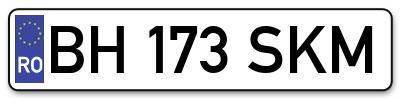 Placuta inmatriculare numar auto  BH-173-SKM, BH 173 SKM, BH173SKM