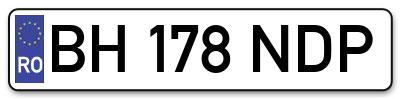 Placuta inmatriculare numar auto  BH-178-NDP, BH 178 NDP, BH178NDP